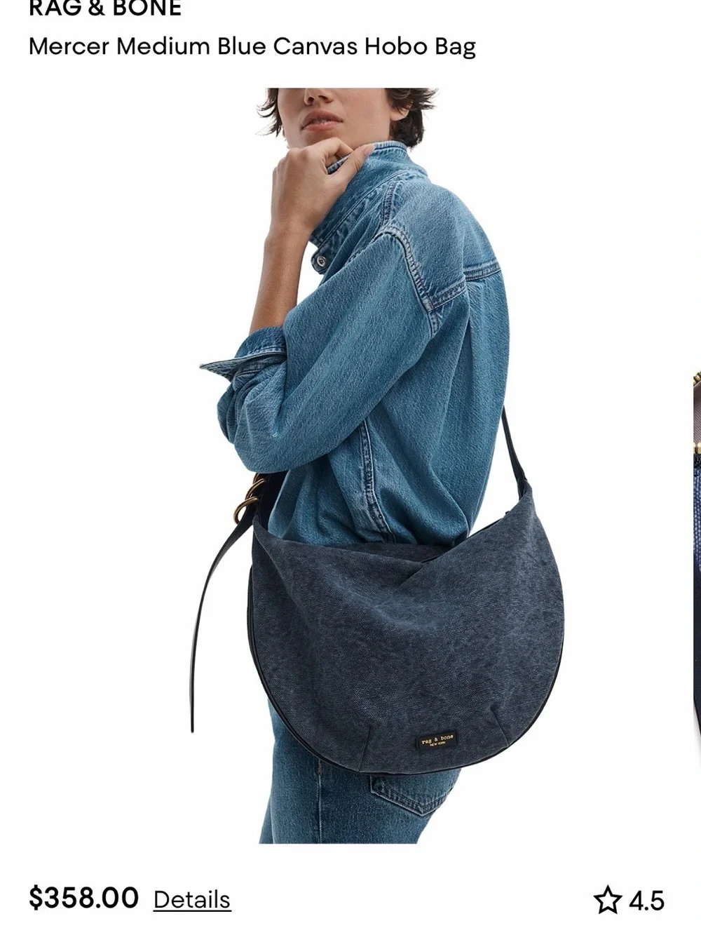 Mercer Medium Blue Canvas Hobo Crossbody Bag Brand new!